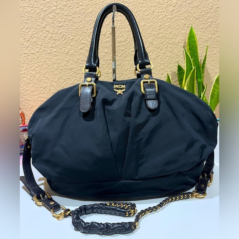 MCM 2WAY BLACK POLYESTER BAG - Picture 1 of 16